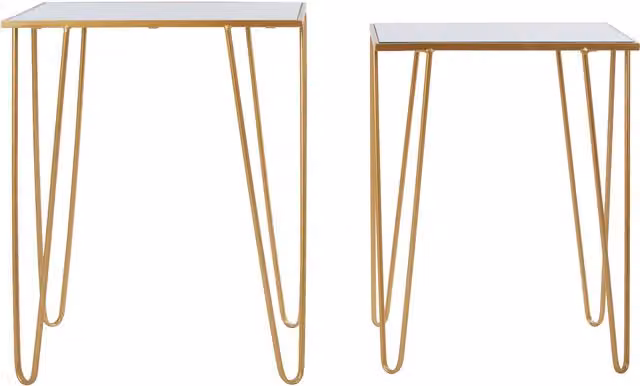 Orsina Set of 2 Rectangular Gold Side Tables with Glass Tops – 1