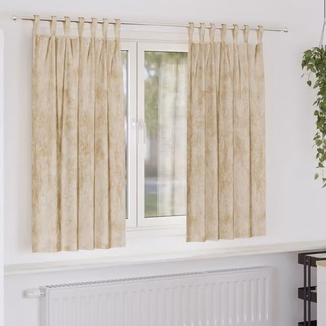 Berkfield Home Velvet Eyelet Curtains, 2 Pack, Beige, H 175 cm x W 140 cm