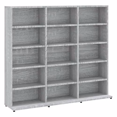 vidaXL Modern Grey CD Cabinet with Internal Shelves and Open Shelf, W/D/H: 102 x 23 x 89.5 cm – 1