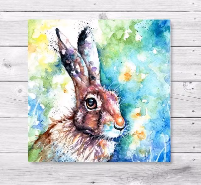Be Coventry Meadow Hare Canvas Wall Art, Multicolour, W/H: 40.64 x 40.64 cm