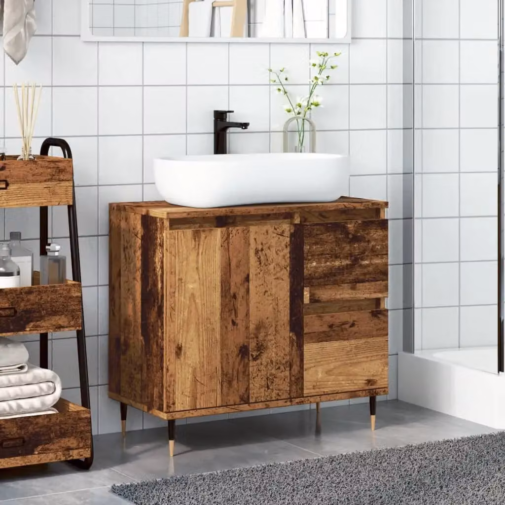 Berkfield Home Industrial Bathroom Cabinet in Brown, W/D/H: 65 x 33 x 60 cm – 3