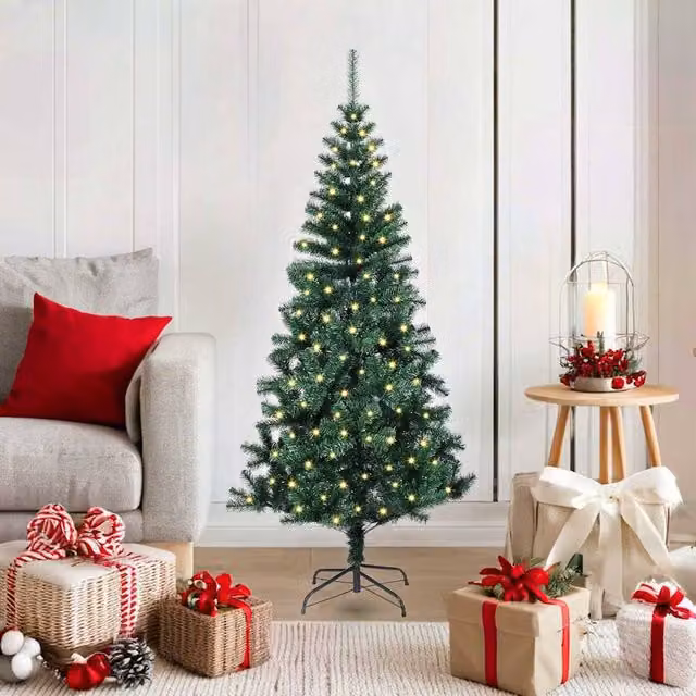 Berkfield Home Pre-lit Artificial Christmas Tree, Green, Height: 120 cm