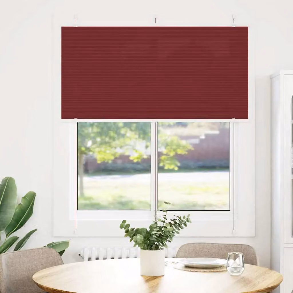 Berkfield Home Single Pleat Corded Blind in Bordeaux Red, W: 120 cm, H: 100 cm, Semi-Transparent Polyester Fabric – 2