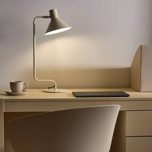 Wyld and Coco White Metal Industrial Desk Lamp with Adjustable Cone Shade, Height: 51 cm – 1
