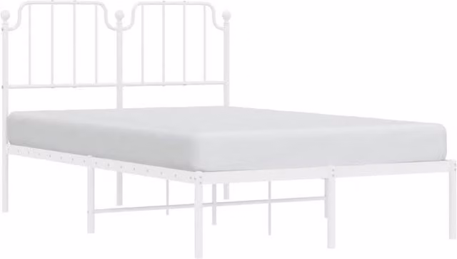 Berkfield Home Metal Bed Frame with Headboard in White, W/D/H: 120 x 200 cm – 1