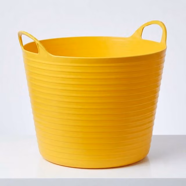 Storm Trading Group 40L Flexible Plastic Storage Bucket with Handles, Yellow