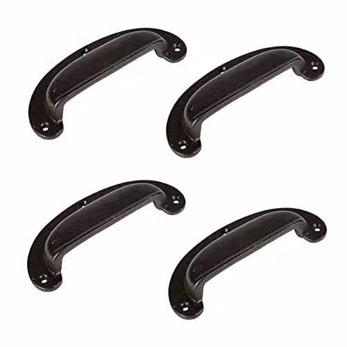 Hammer and Tongs Matt Black and Gold Iron Shell Cabinet Drawer Handles – 1