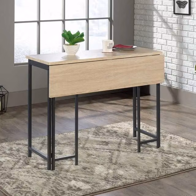 Teknik Industrial High Work Table with Extendable Oak MDF Laminate Top