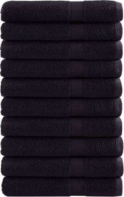 Berkfield Home SOLUND Premium Cotton Sauna Towels, 10 Pack, Black, W: 80 cm x L: 200 cm, 600 gsm