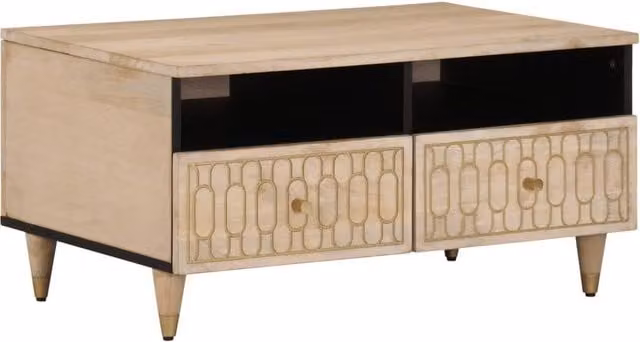 Berkfield Home Mango Wood Coffee Table in Brown, W: 80 cm, D: 54 cm, H: 40 cm – 1