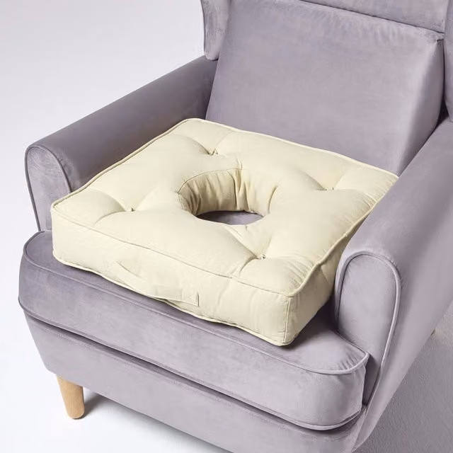 Homescapes Orthopaedic Cotton Armchair Booster Seat Cushion in Green