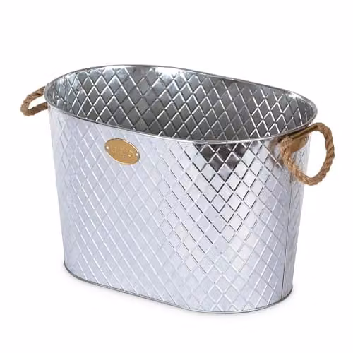 LIVIVO Polished Silver Stainless Steel Ice Bucket Drinks Cooler with Rope Handles, 24L – 1