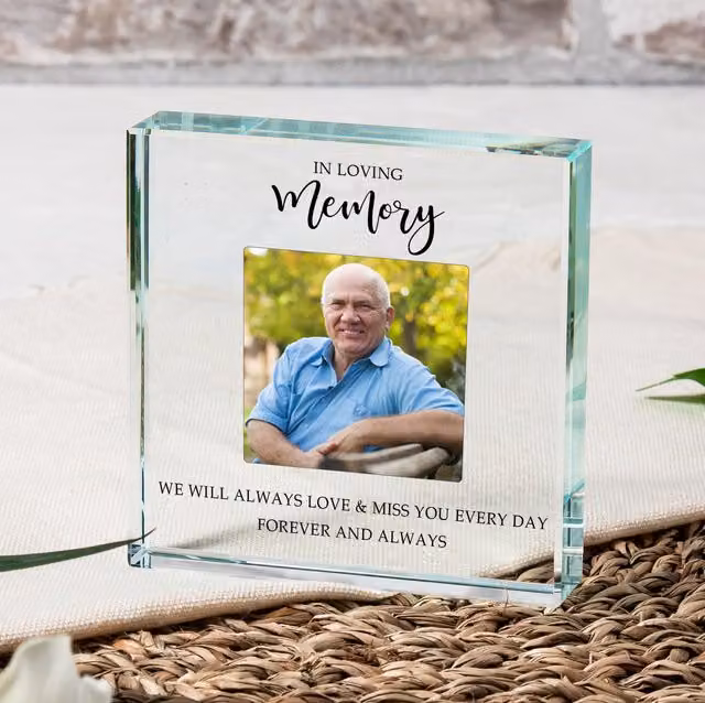Uniqueful Personalised In Loving Memory Glass Token Sympathy Keepsake in Transparent and Beige