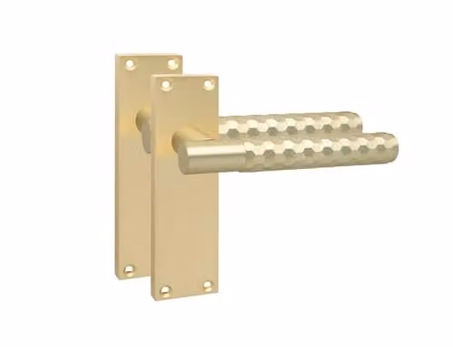Golden Grace T-Bar Knurled Interior Door Handle Set in Satin Brass, 1 Pair