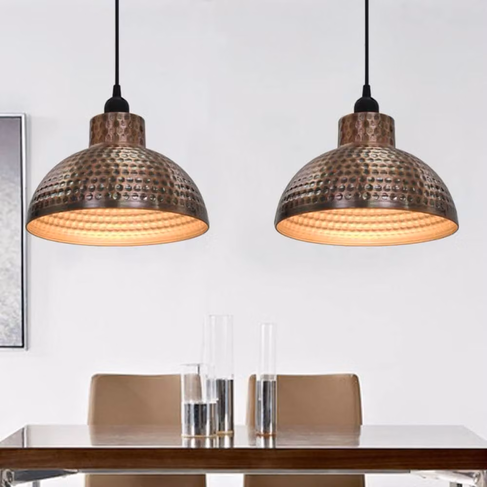 Berkfield Home Set of 2 Modern Copper Semi-spherical Suspended Ceiling Lamps – 3