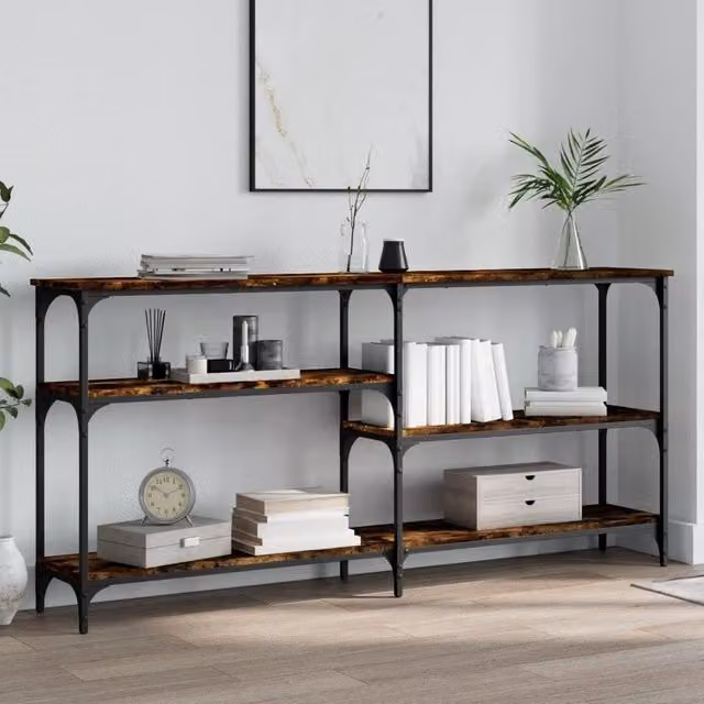 Berkfield Home Smoked Oak Console Table in Brown, W/D/H: 160 x 29 x 75 cm – 1