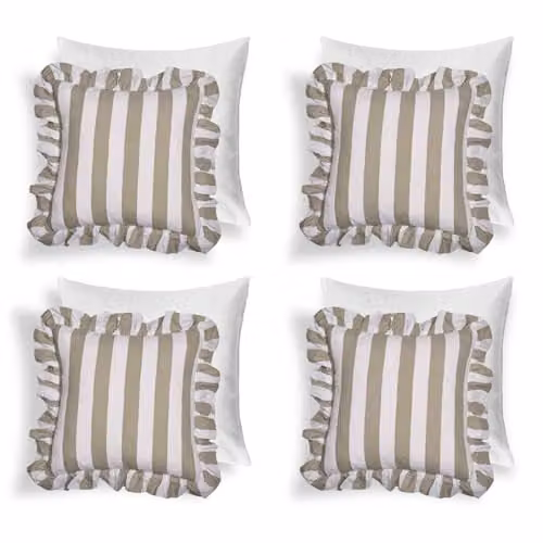 OHS 4 Pack Striped Frill Decorative Throw Pillows with Removable Covers, Green, W/D/H: 45 x 45 x 45 cm – 1
