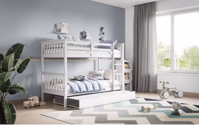 Flair Zoom Detachable Wooden Bunk Bed with Trundle in White