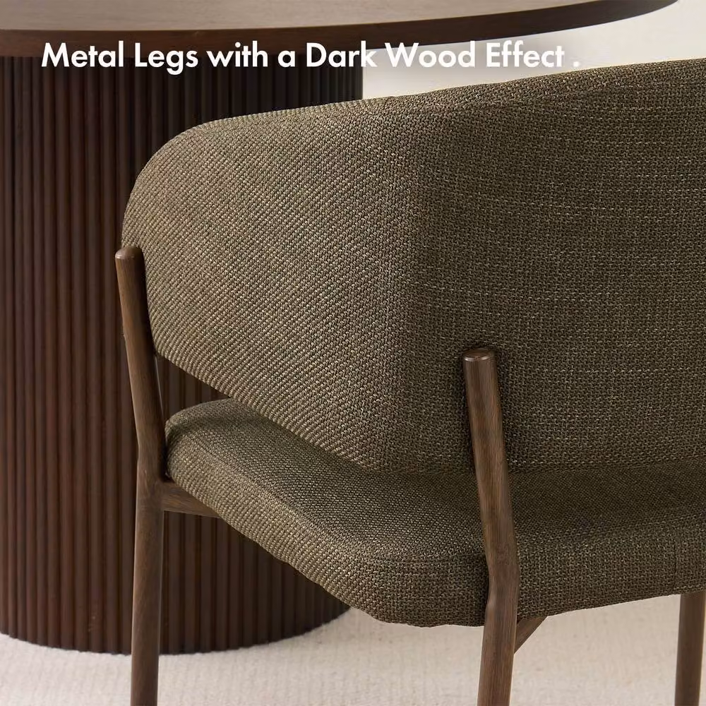 VonHaus Oxford Set of 6 Upholstered Dining Chairs in Green with Dark Wood Effect Legs – 6