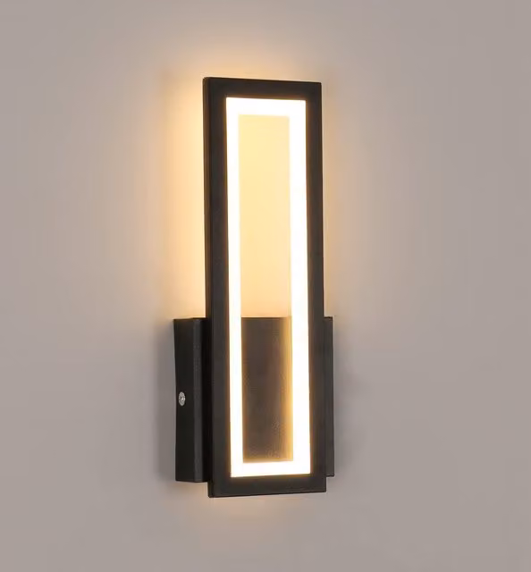 Pheashine 16W Black LED Rectangular Wall Sconce with Warm White Up and Down Lighting