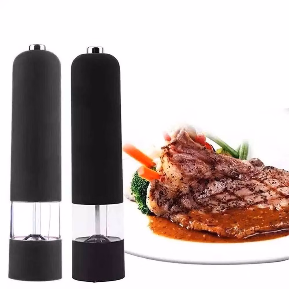 KORVIXA 2-Piece Electric Salt and Pepper Mill Grinder Set in Black with Ceramic Mechanism – 4