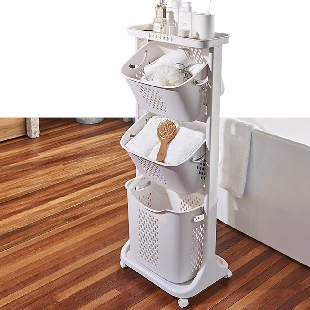 PAWNORA Laundry Hamper Basket on Wheels with Removable Bag, White, W: 44 cm, D: 33 cm, H: 106 cm – 4