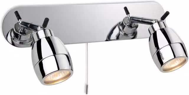 Netlighting Marine 2 Light Spotlight Bar, Grey and Chrome Bathroom Ceiling Light, IP44, GU10