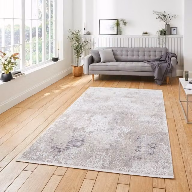 The Rug Shop UK Modern Abstract Machine Woven Beige Easy Care Rug W/D: 120 x 170 cm – 1