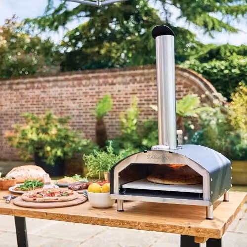 Statesman Portable Pellet Wood Fired Pizza Oven with Ceramic Stone in Black or Silver – 3