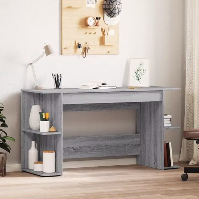 Berkfield Home Grey Sonoma Writing Desk in Engineered Wood, W/D/H: 140 x 50 x 75 cm – 1