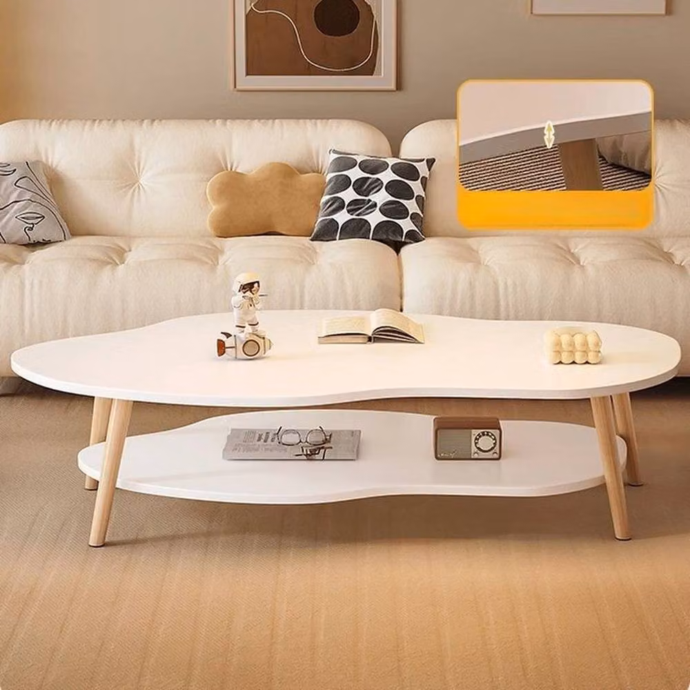 PAWNORA Modern 2-Tier Cloud Coffee Table in White – 3