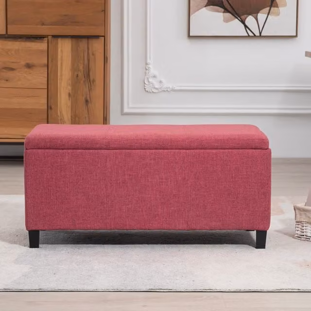 Artemis Home Henbury Fabric Storage Ottoman in Pink