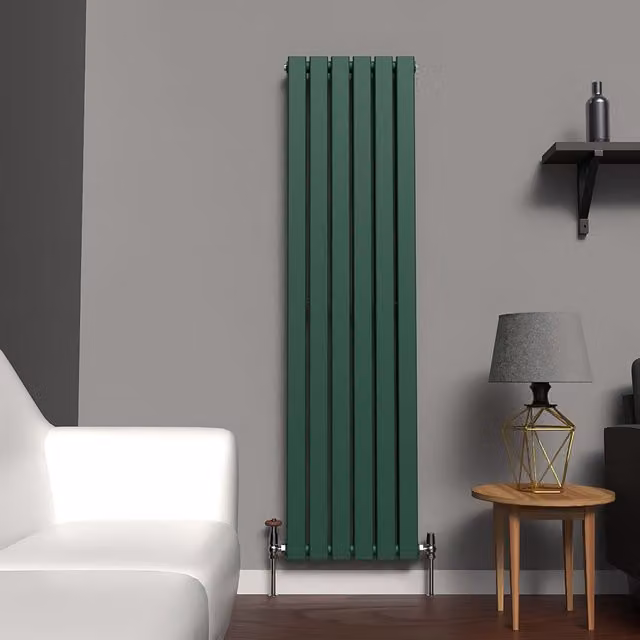 Lux Heat Flat Coloured Vertical Radiator in British Racing Green, H: 160 cm, W: 42 cm