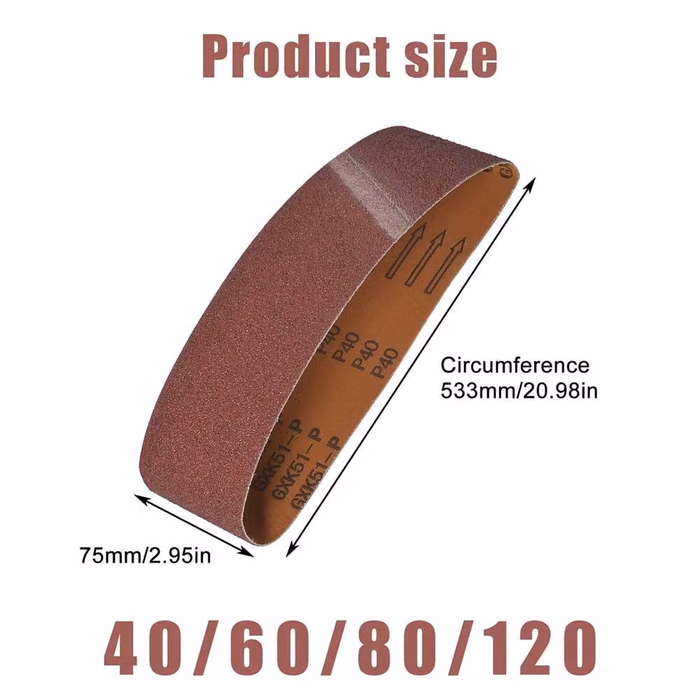 Nordara 24-Pack Sanding Belts for Belt Sanders, 60/80/120 Grit, Brown, 75 x 533 mm – 2