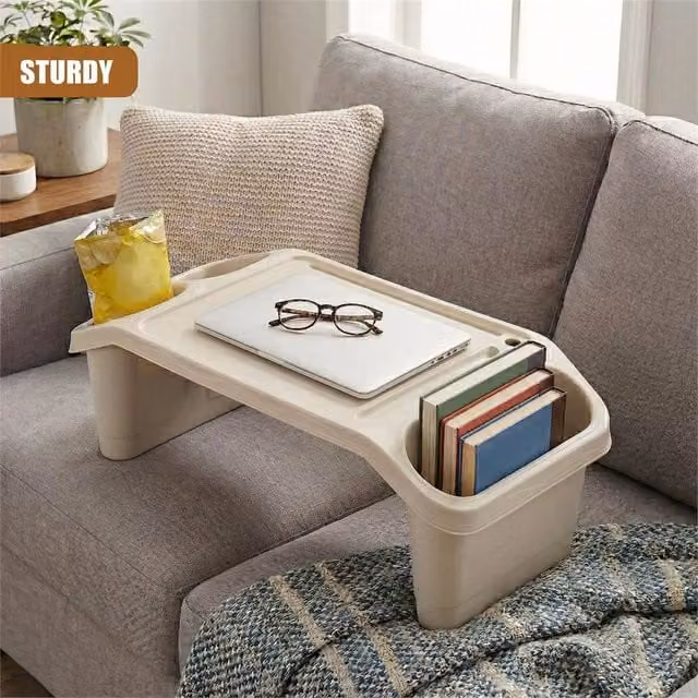 EONLION Beige Cream Bed Tray and Laptop Sofa Table, Width: 100 cm