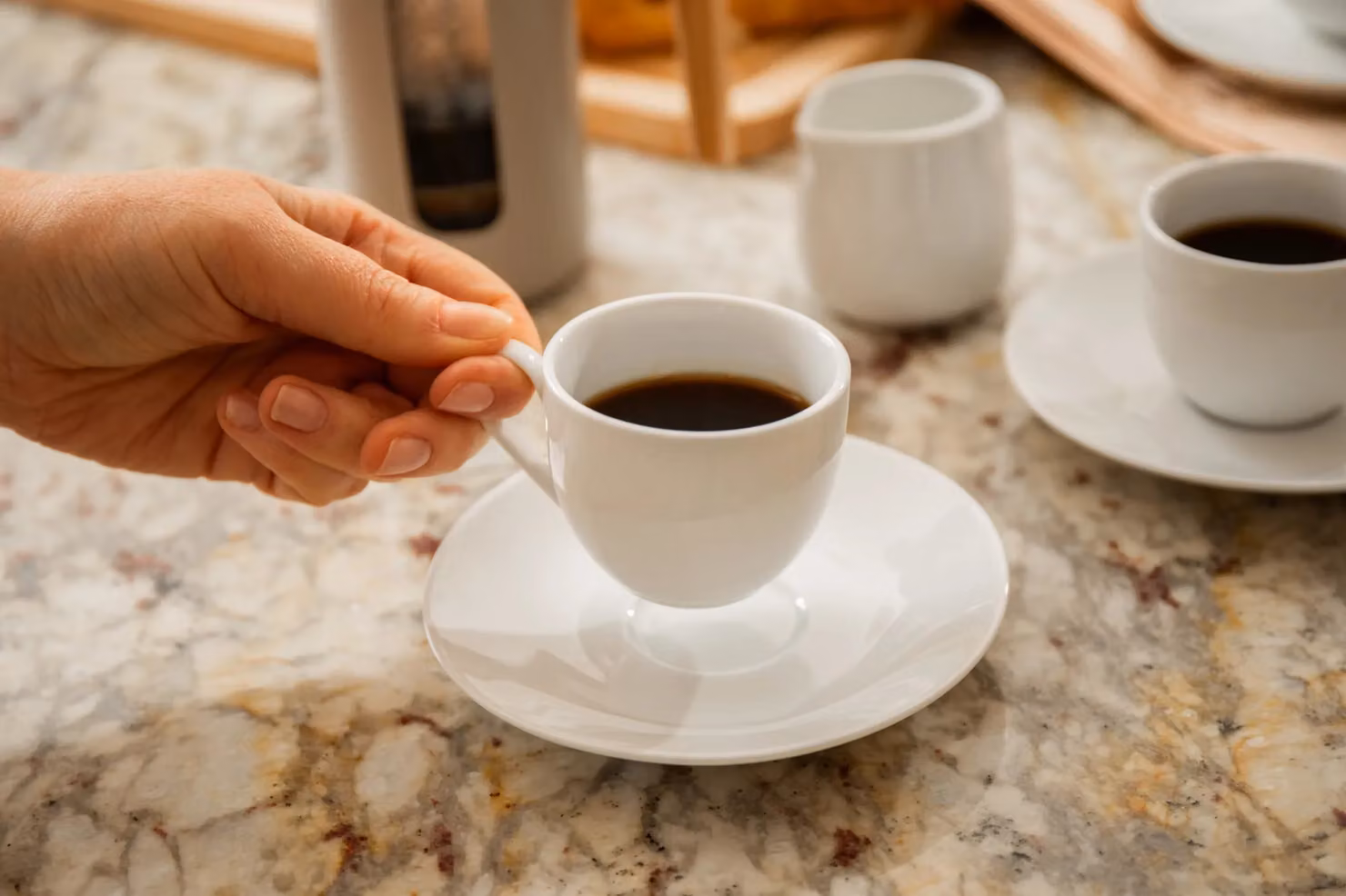 Mikasa Chalk Set of 2 White Porcelain Espresso Cups and Saucers, 90ml – 5