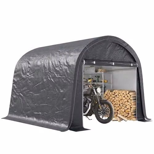 Outsunny Heavy Duty Garden Storage Tent with Double Doors, Grey, W/D/H: 300 x 300 x 235 cm