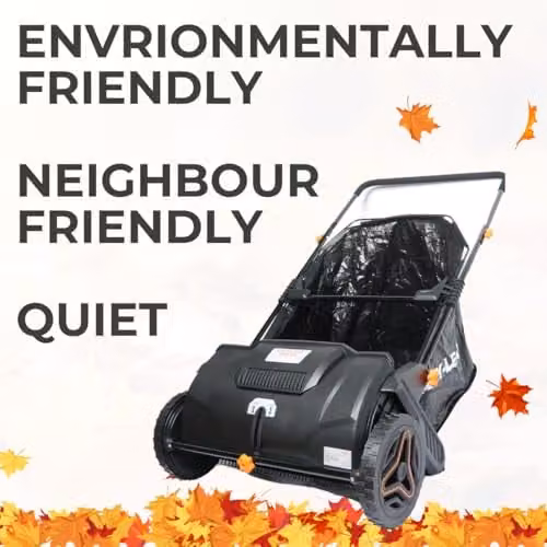 Lazy Tools Black Garden Leaf Sweeper with 100L Collection Bag and 530mm Sweep Width – 3