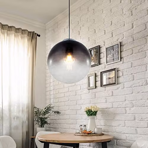 Globo Lighting Varus Sphere Pendant Ceiling Light with Grey Smoke Glass Shade and Chrome Finish, Diameter: 25 cm – 3