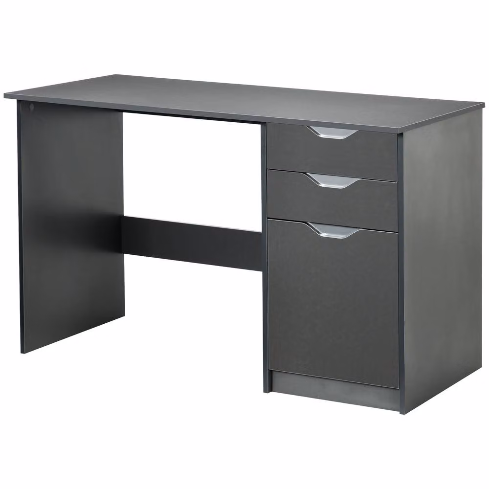 Rolipo Grey High Gloss Computer Desk with Drawer Unit, W: 120 cm, D: 60 cm – 2