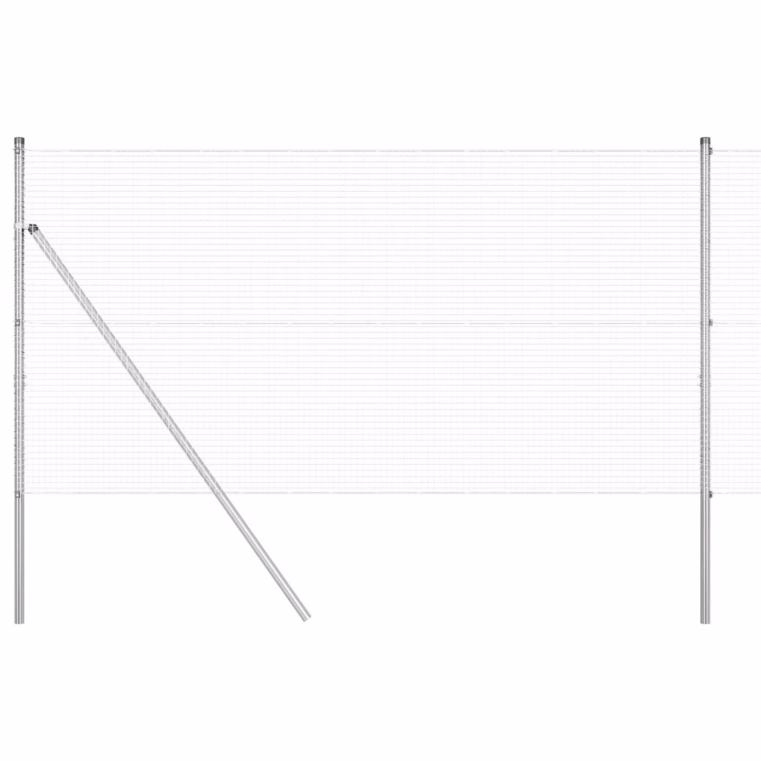 Berkfield Home Galvanised Steel Welded Wire Fence with 7 Posts, Silver, W: 120 cm, L: 10 m – 2