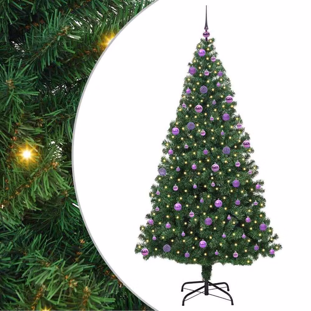 Berkfield Home Green Artificial Christmas Tree with 300 LEDs and Stand, Height: 210 cm – 3