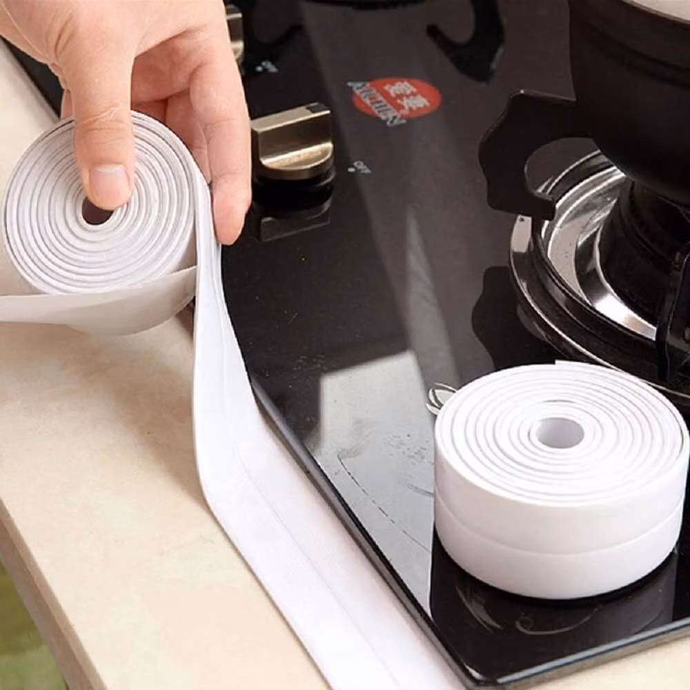 FLAVORA 3-Piece Waterproof Self-Adhesive Caulk Strip Sealant Tape in White, W/D/H: 1000 x 52 x 5.2 cm – 2