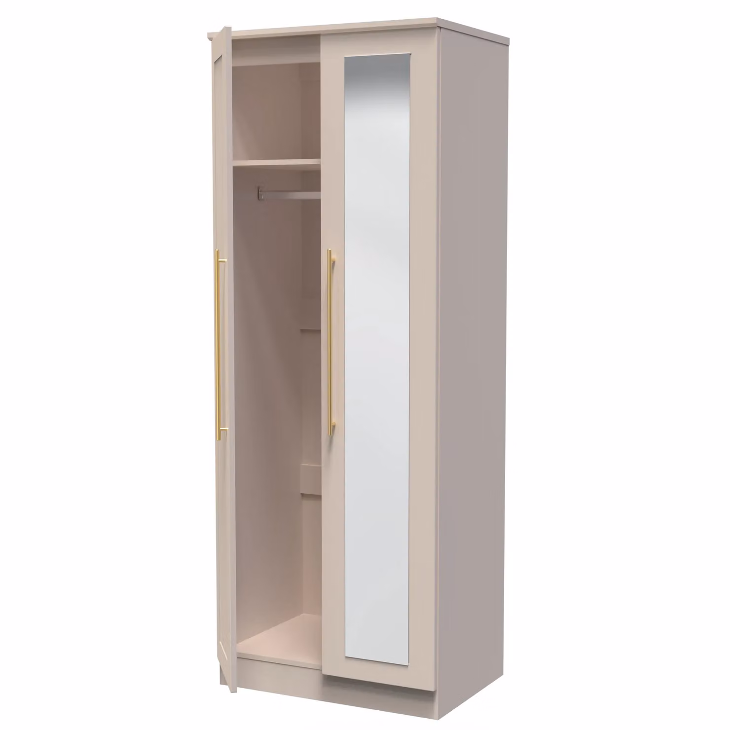 Helmsley 2 Door Mirrored Tall Wardrobe in Taupe – 2