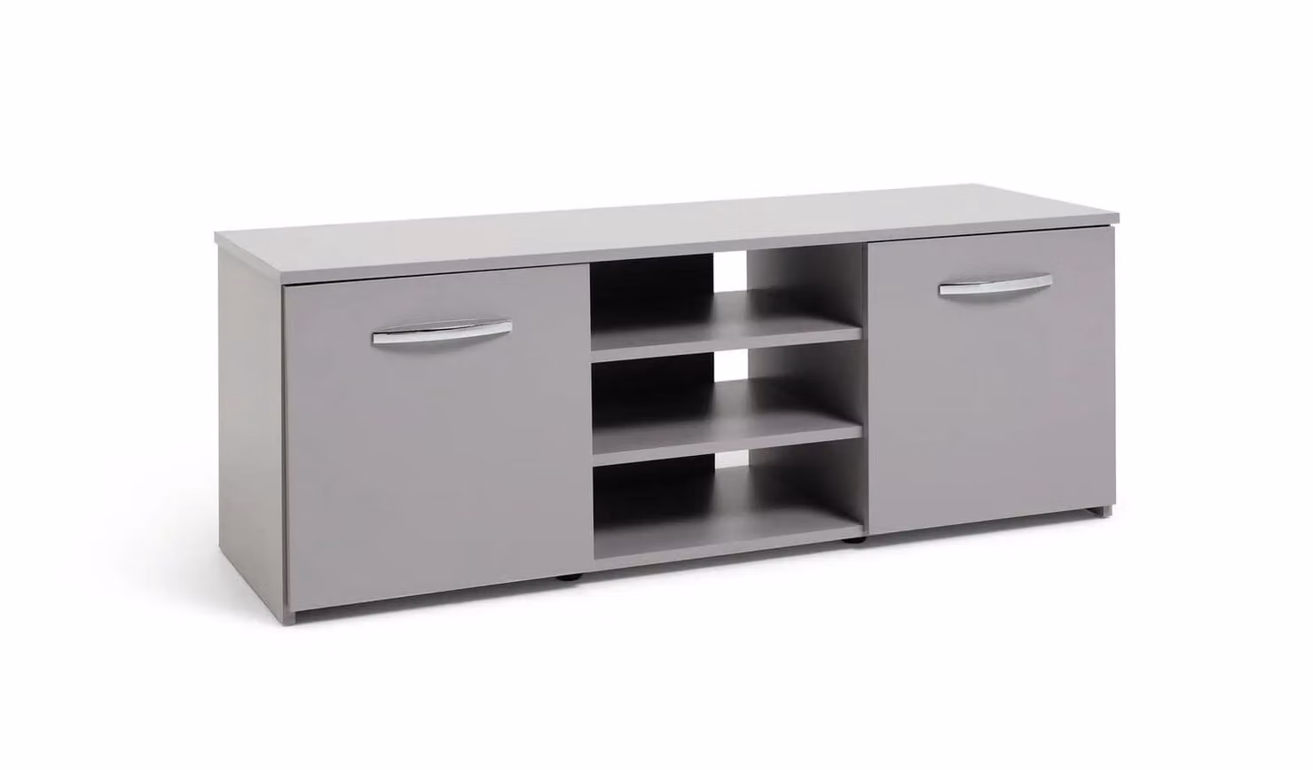 Hayward 2 Door Small TV Unit in Grey Gloss Media Storage Cabinet, W: 120 cm, D: 38.9 cm, H: 43.1 cm