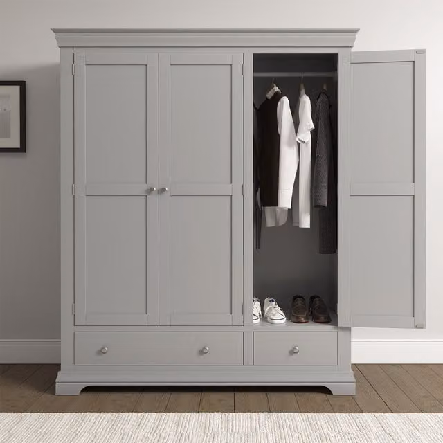 Seconique Bordeaux 3 Door Wardrobe in Grey