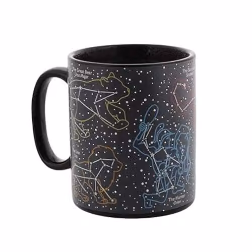 Ginger Fox Star Constellations Heat Changing Ceramic Mug in Black and Blue
