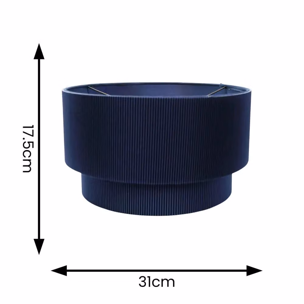 ValueLights Mason 2 Tier Ruched Crinkle Fabric Lampshade in Blue, Width: 31 cm – 4