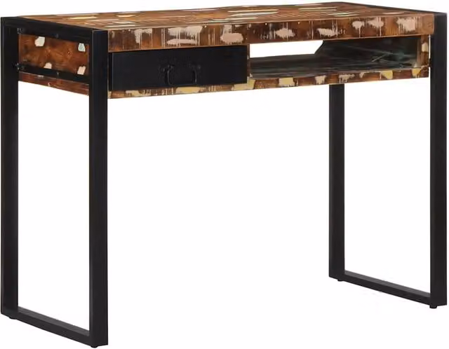 Berkfield Home Multicolour Reclaimed Solid Wood Writing Desk, W/D/H: 100 x 50 x 75 cm