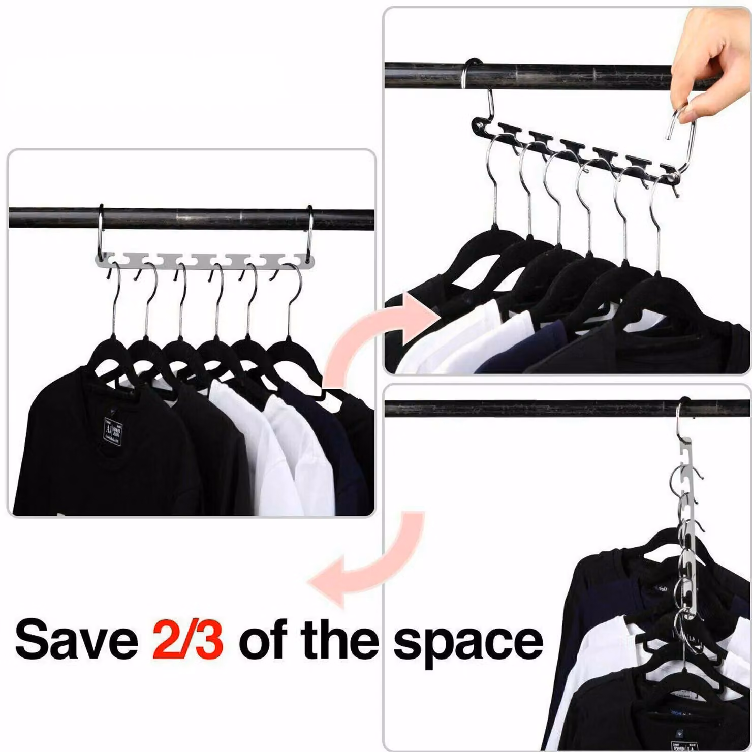 Xample 6-Pack Metal Space Saving Magic Clothes Hangers in Silver – 2